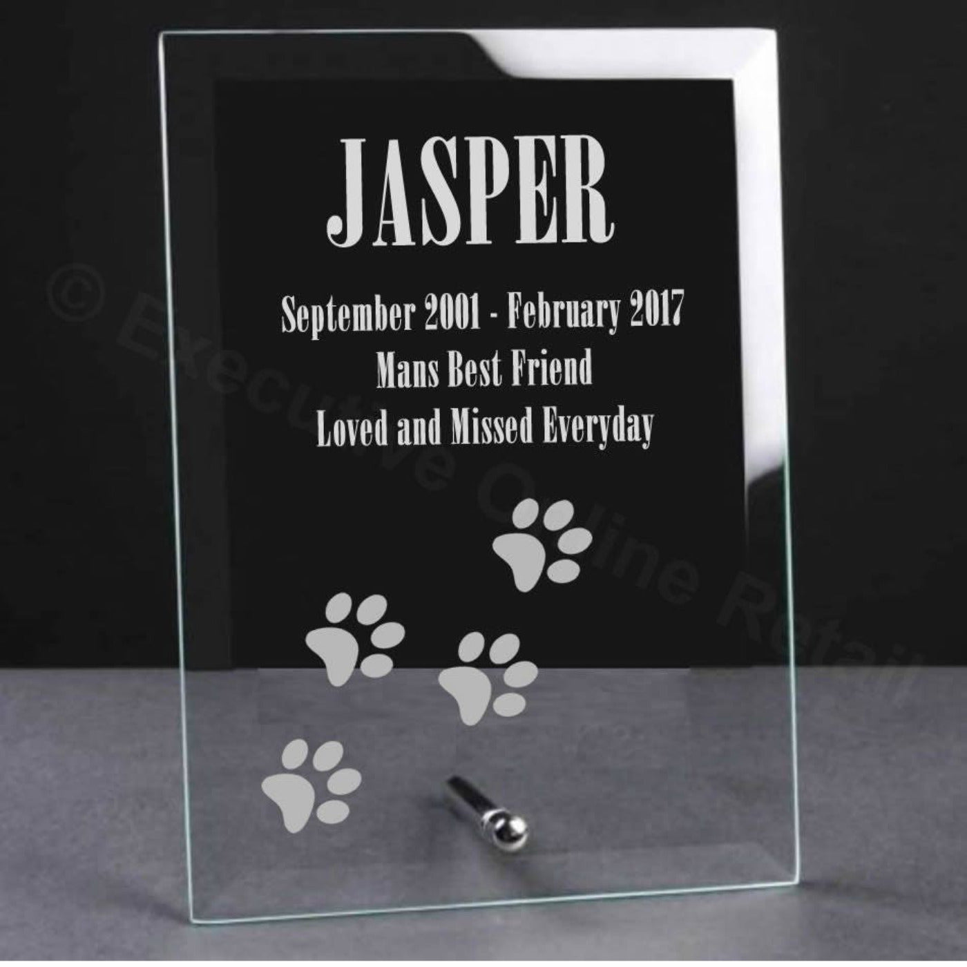 Engraved Glass Pet Remembrance Memorial Plaque - Dog
