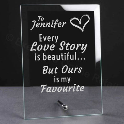 Personalised Engraved Every Love Story Glass Plaque