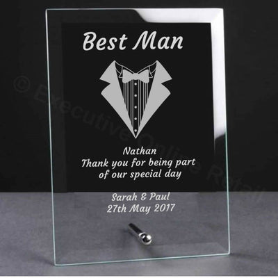 Engraved Wedding Glass Plaque - Best Man