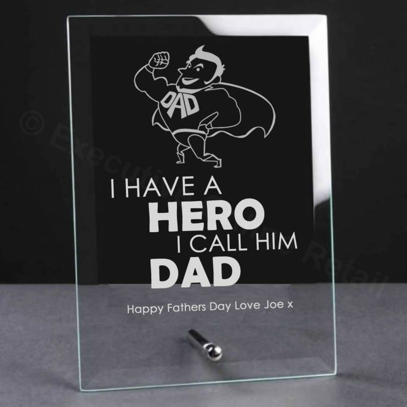 Personalised Father's Day Glass Plaque - Hero Called Dad
