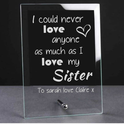 Engraved Sister Glass Plaque