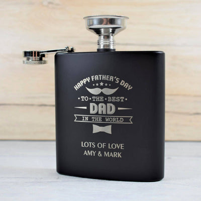 Personalised Father's Day Black Hip Flask
