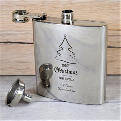 Engraved, Festive, Christmas Hip Flasks