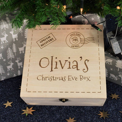 Personalised, Engraved Wooden Christmas Eve Box - Christmas Post