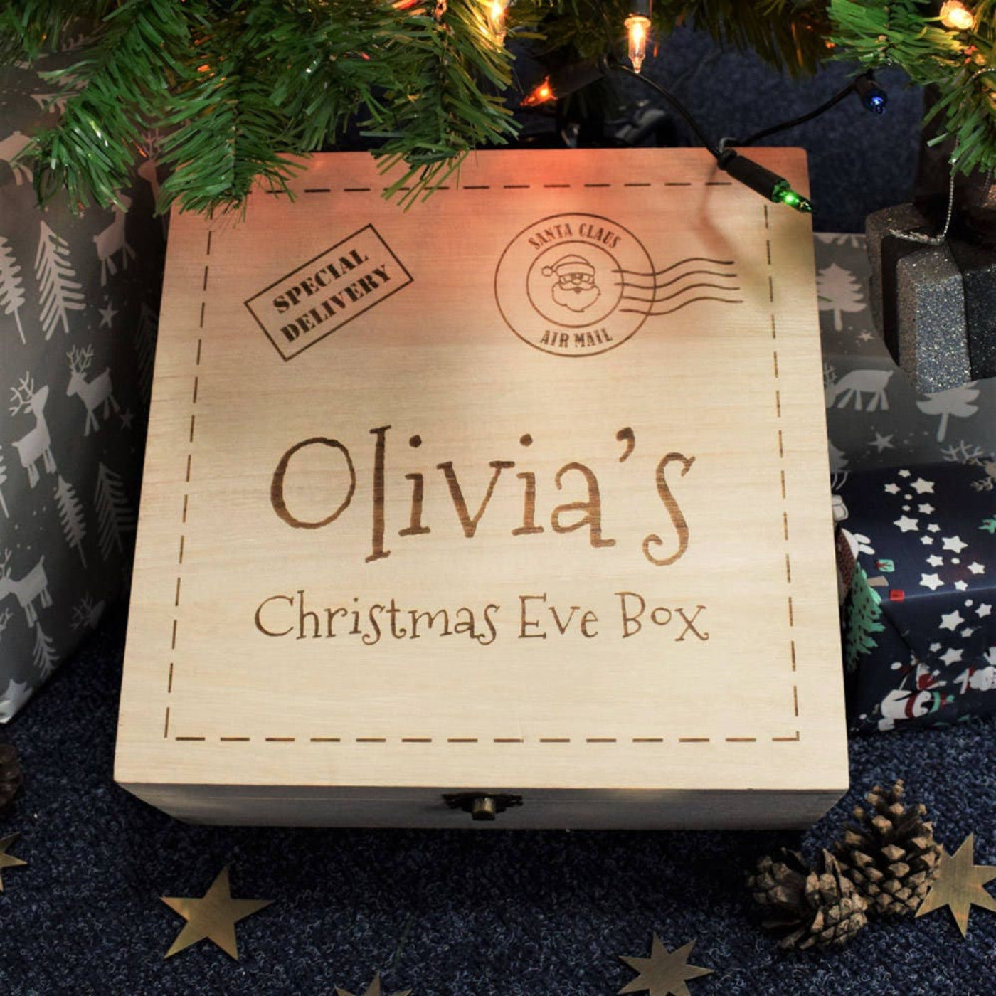 Personalised, Engraved Wooden Christmas Eve Box - Christmas Post