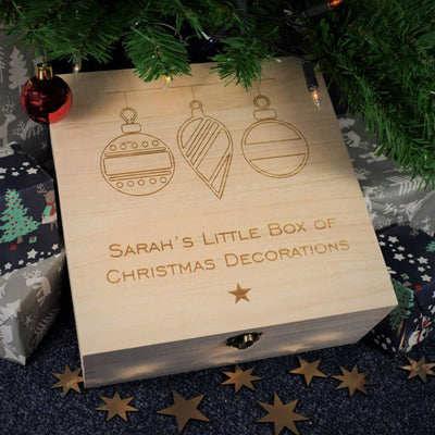 Christmas Decorations Box - Bespoke Wooden Christmas Baubles Storage Box