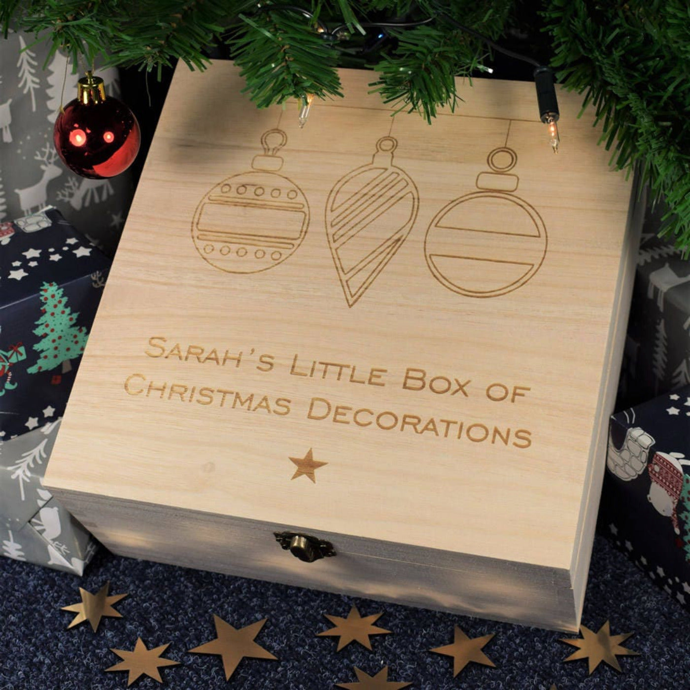 Christmas Decorations Box - Bespoke Wooden Christmas Baubles Storage Box