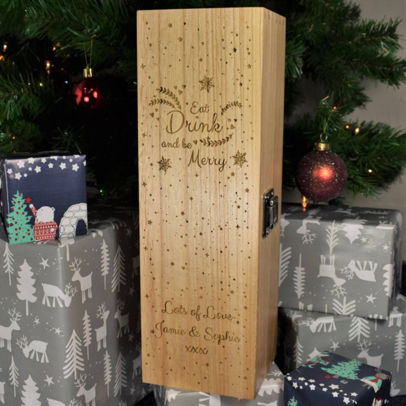 Personalised Christmas Wine Box - Eat Drink & Be Merry
