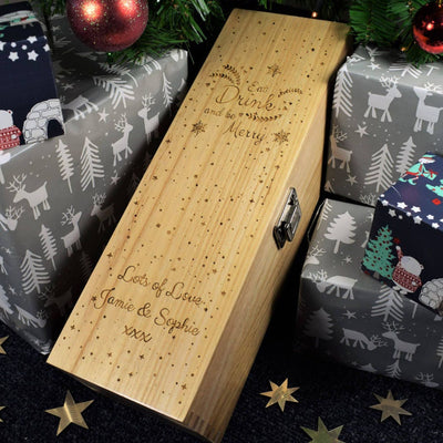 Personalised Christmas Wine Box - Eat Drink & Be Merry