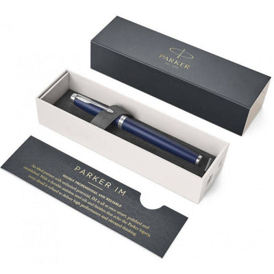 Personalised Parker IM Matte Blue Chrome Trim Ballpoint Pen