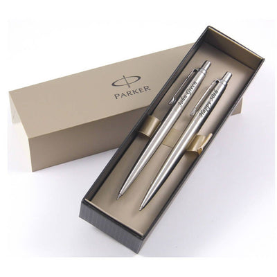 Personalised Pen Set, Engraved Pen, Stainless Steel Parker Jotter Pen & Pencil Set