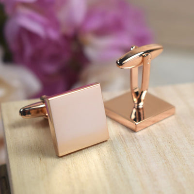 Personalised Rose Gold Square Cufflinks - Wedding, Father Of The Groom