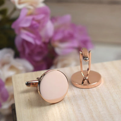 Personalised Rose Gold Round Cufflinks - Wedding, Father Of The Bride, I Loved Her First