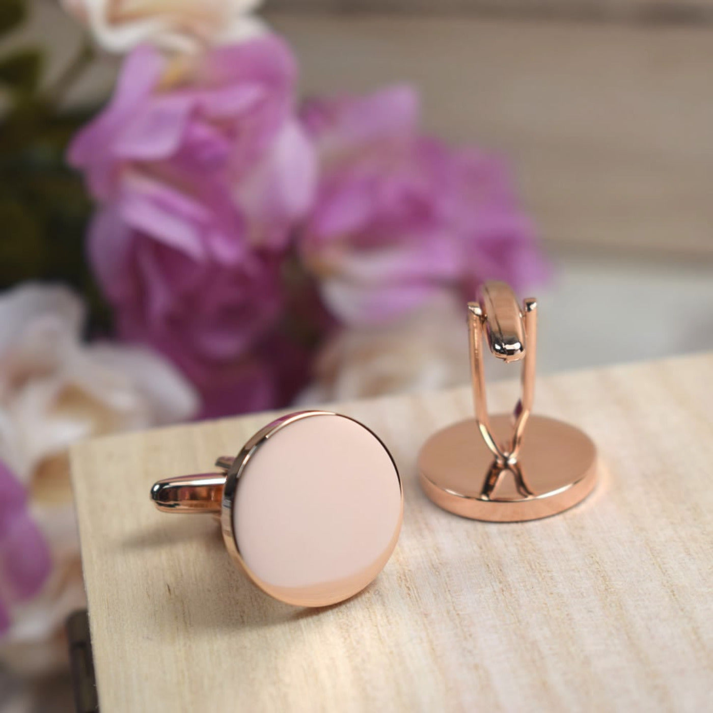Personalised Rose Gold Round Cufflinks - Wedding, Father Of The Bride