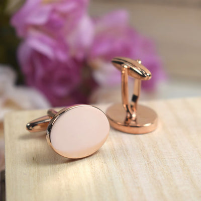 Personalised Rose Gold Oval Cufflinks - Wedding, Page Boy