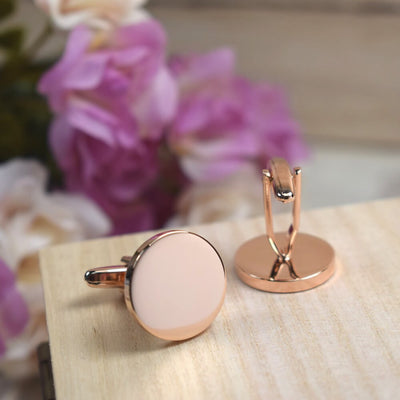 Personalised Rose Gold Round Cufflinks - Wedding, Father Of The Groom