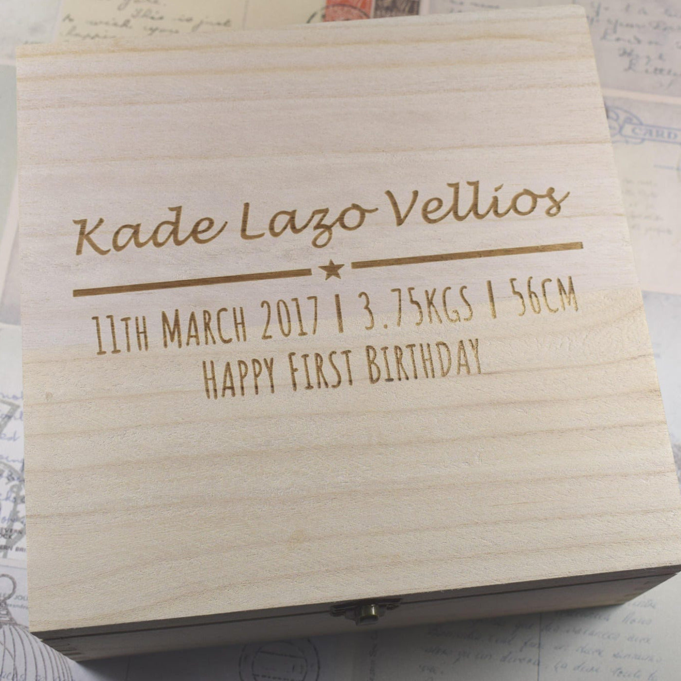 Personalised New Baby Keepsake Box - Engraved Wooden Box