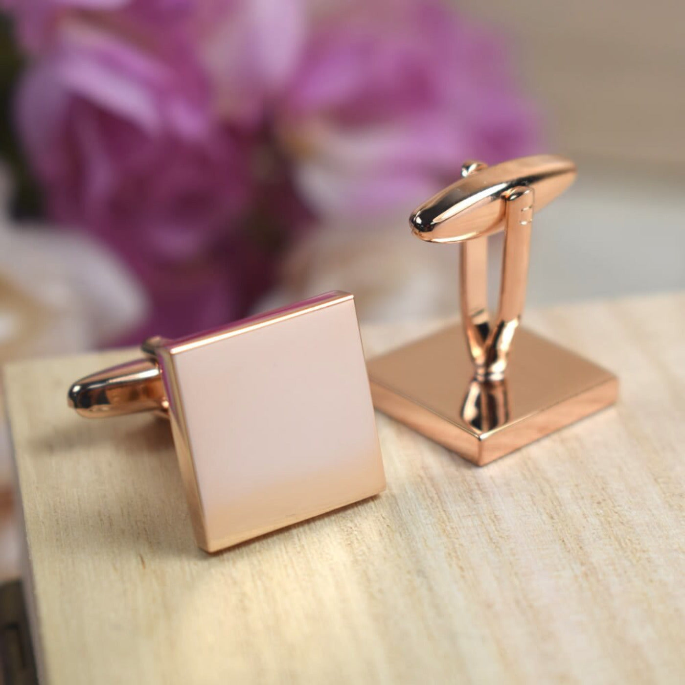 Personalised Rose Gold Square Cufflinks - Wedding, Initial