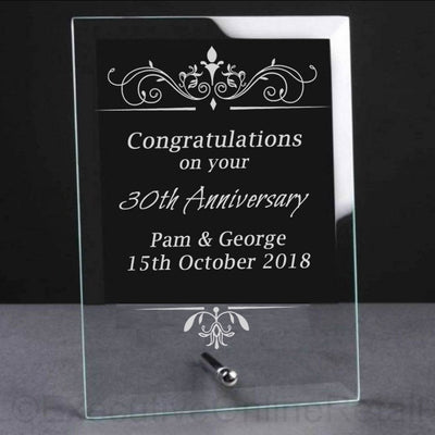 Personalised Glass Plaque - Wedding Anniversary for 50th, 40th…