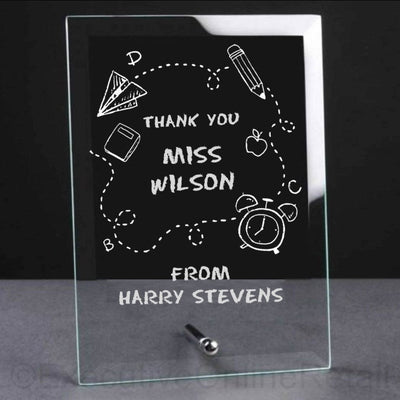 Engraved Teacher Thank You Glass Plaque