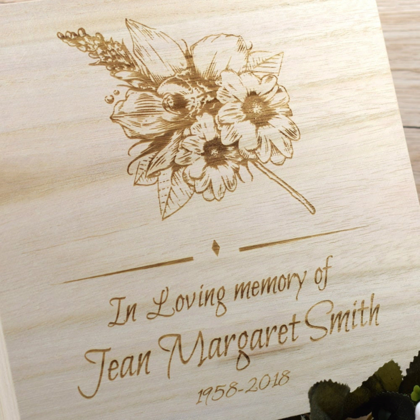 Personalised Floral Remembrance Keepsake Box