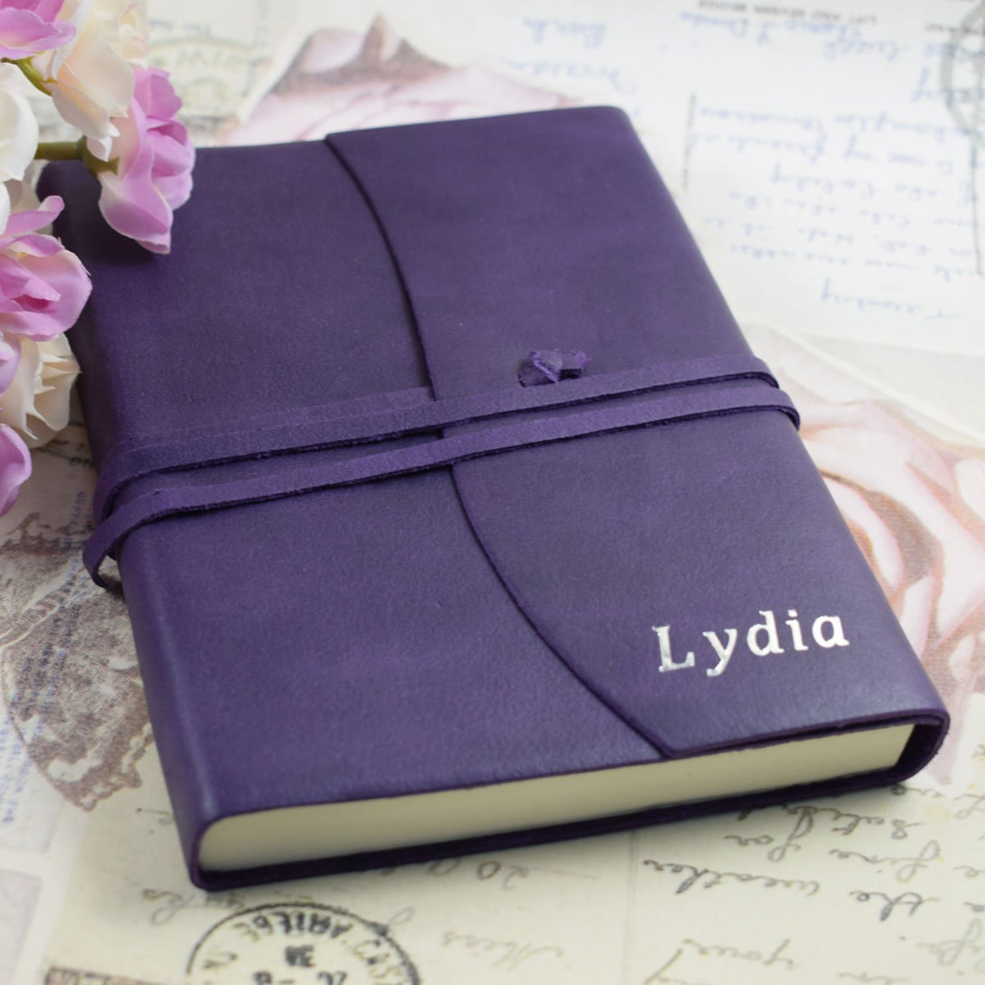 Embossed Medium Purple Genuine Leather Journal