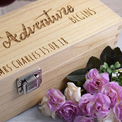 Personalised Wedding Wine Box - The Adventure Begins