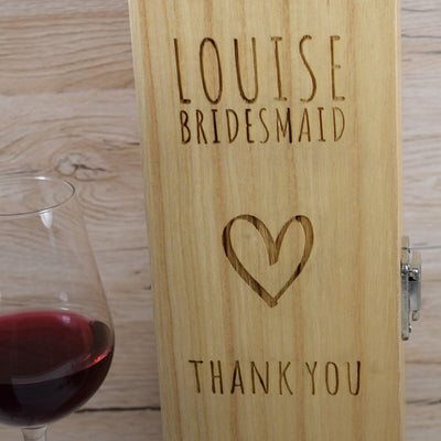 Personalised Wedding Wine Box - Thank You For Being My Bridesmaid