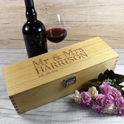 Personalised Wedding Wine Box - Bride & Groom