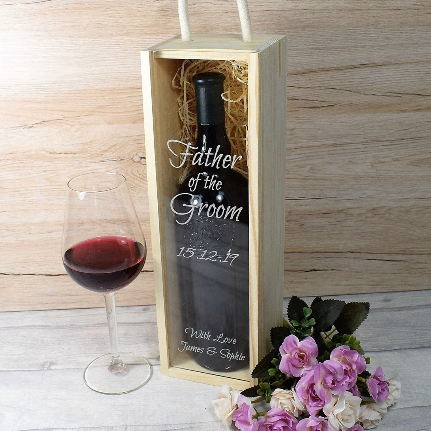 Personalised Wine Box With Clear Lid - Father Of The Groom