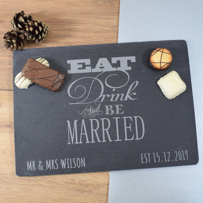 Christmas Wedding Serving Board, Wedding Placemats, Wedding Cheese Board - Eat Drink and Be Married - Wedding Gift for the Bride & Groom
