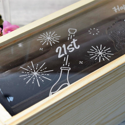 Personalised Wine Box With Clear Lid - Birthday With Fireworks