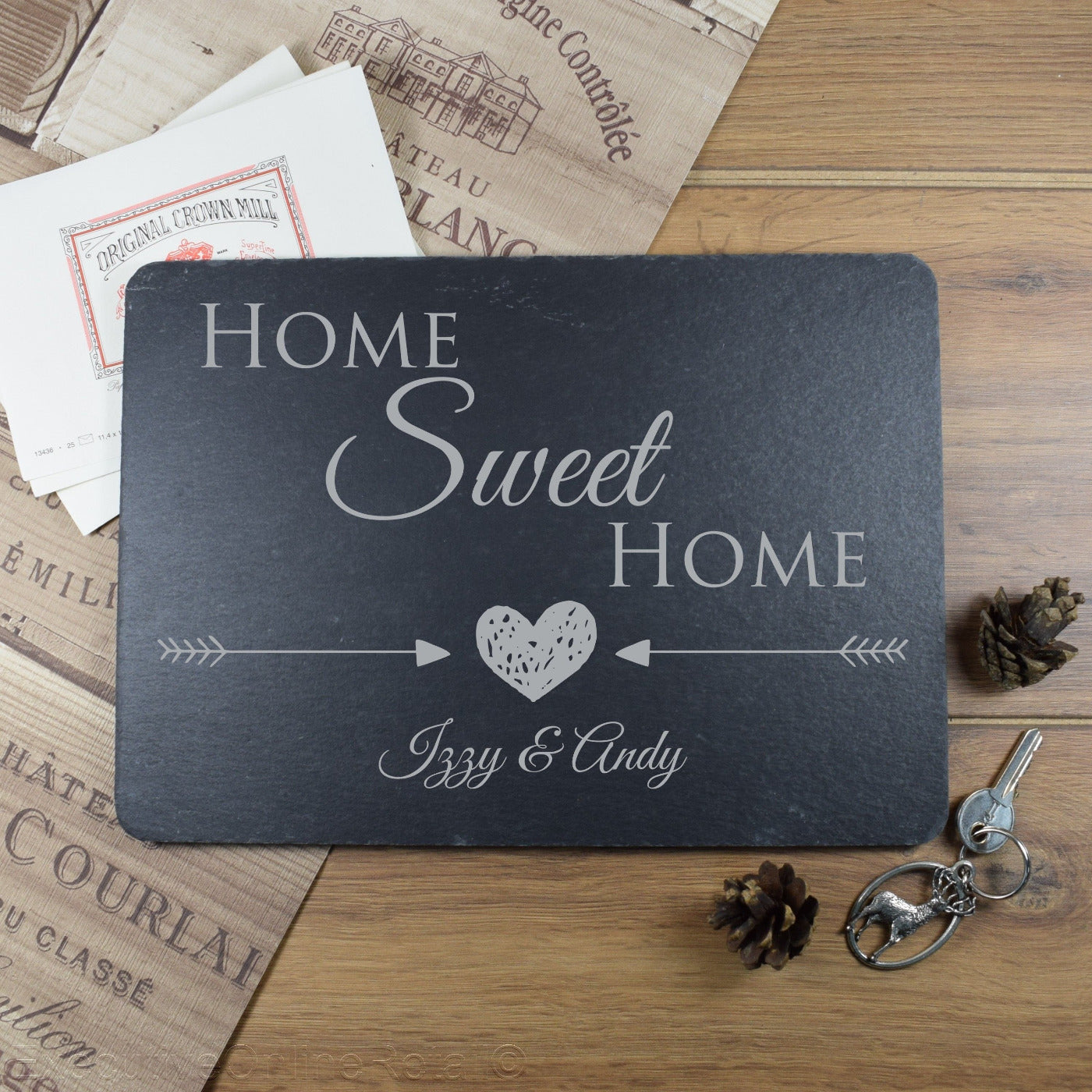 Personalised Engraved Slate Placemat, Home Sweet Home, Platter, Cheeseboard, Valentines, Wedding Gift, Mothers Day, Fathers Day, New Home