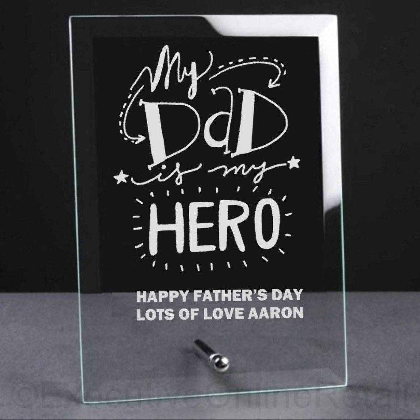 Personalised Father's Day Glass Plaque - My Dad My Hero