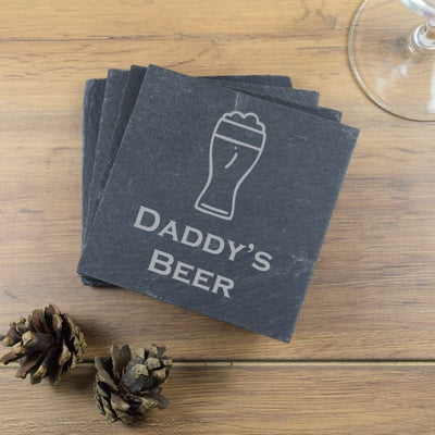 Personalised Slate Coasters - Daddy's Beer