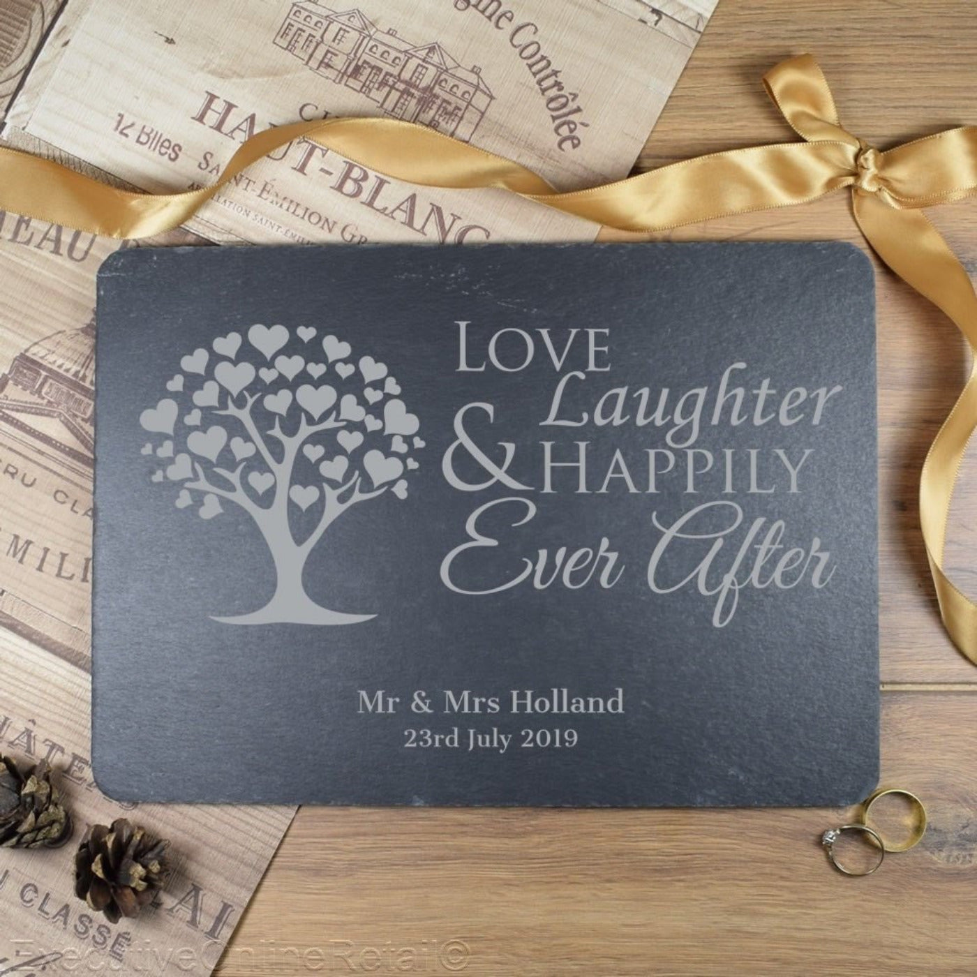 Wedding Gift - Personalised Engraved Slate Placemat New Home Gift, Happily Ever After, Platter, Cheeseboard, Valentines Gift, Mothers Day