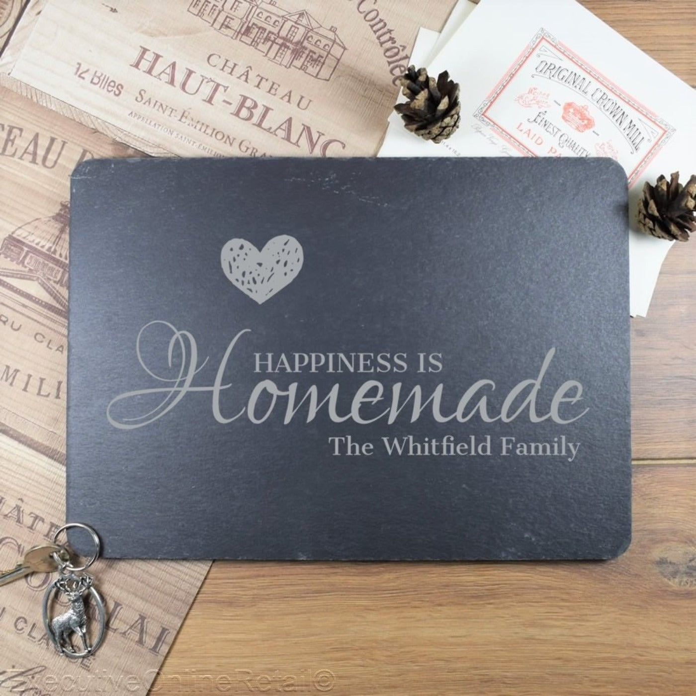 Slate Placemat Personalised Housewarming Gift, Happiness is Homemade, Platter, Cheeseboard, Valentines, Wedding Gift, Family