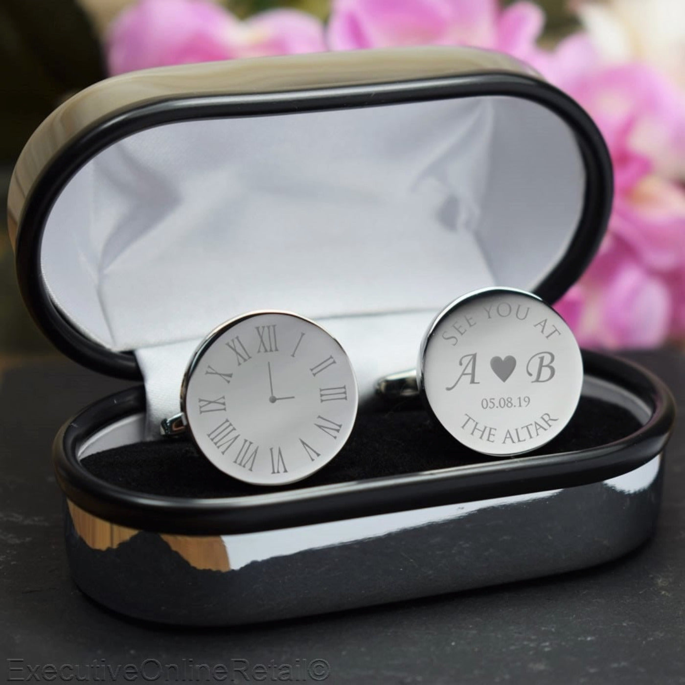 Personalised Silver Round Cufflinks -Wedding, See You At The Altar