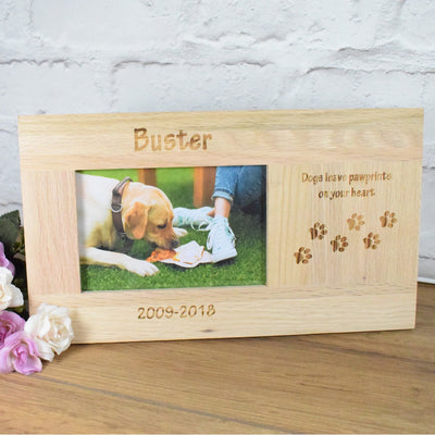 Personalised Photo Frame, Dog Photo Frame, Pet Photo frame, Pet Loss Gift, Solid Oak Wooden Photo Frame