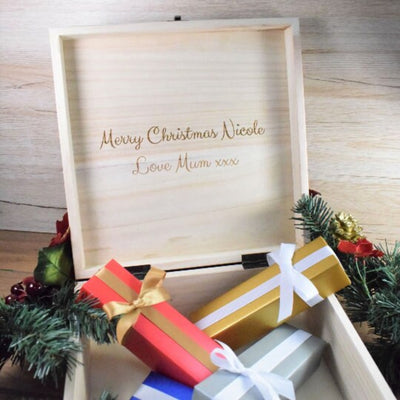 Personalised, Engraved Wooden Christmas Eve Box - Santa Sleigh