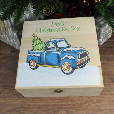 Personalised Christmas Eve Box - Wooden Christmas Box For Children, Christmas Tree & Truck