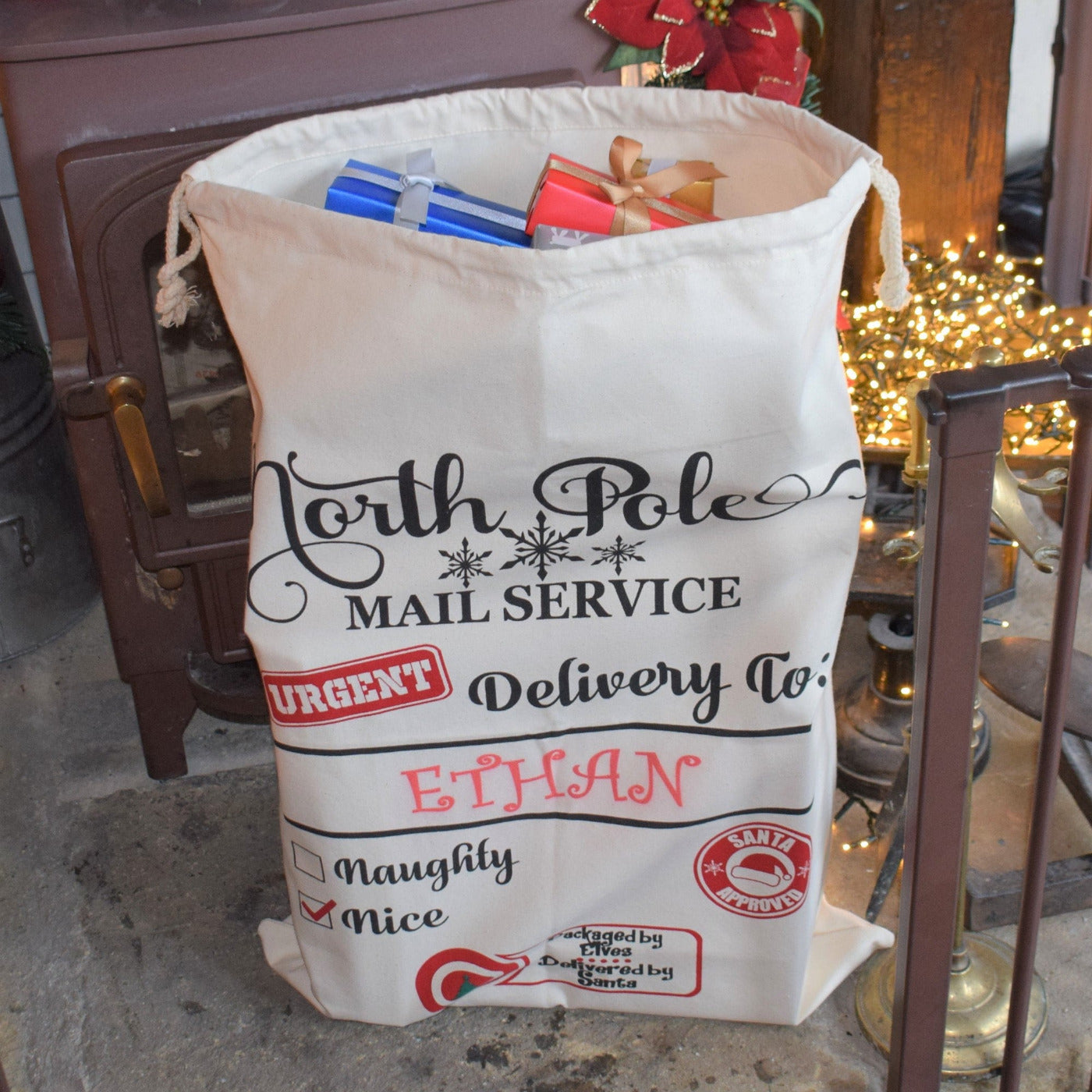 Personalised Festive Christmas Sack - North Pole