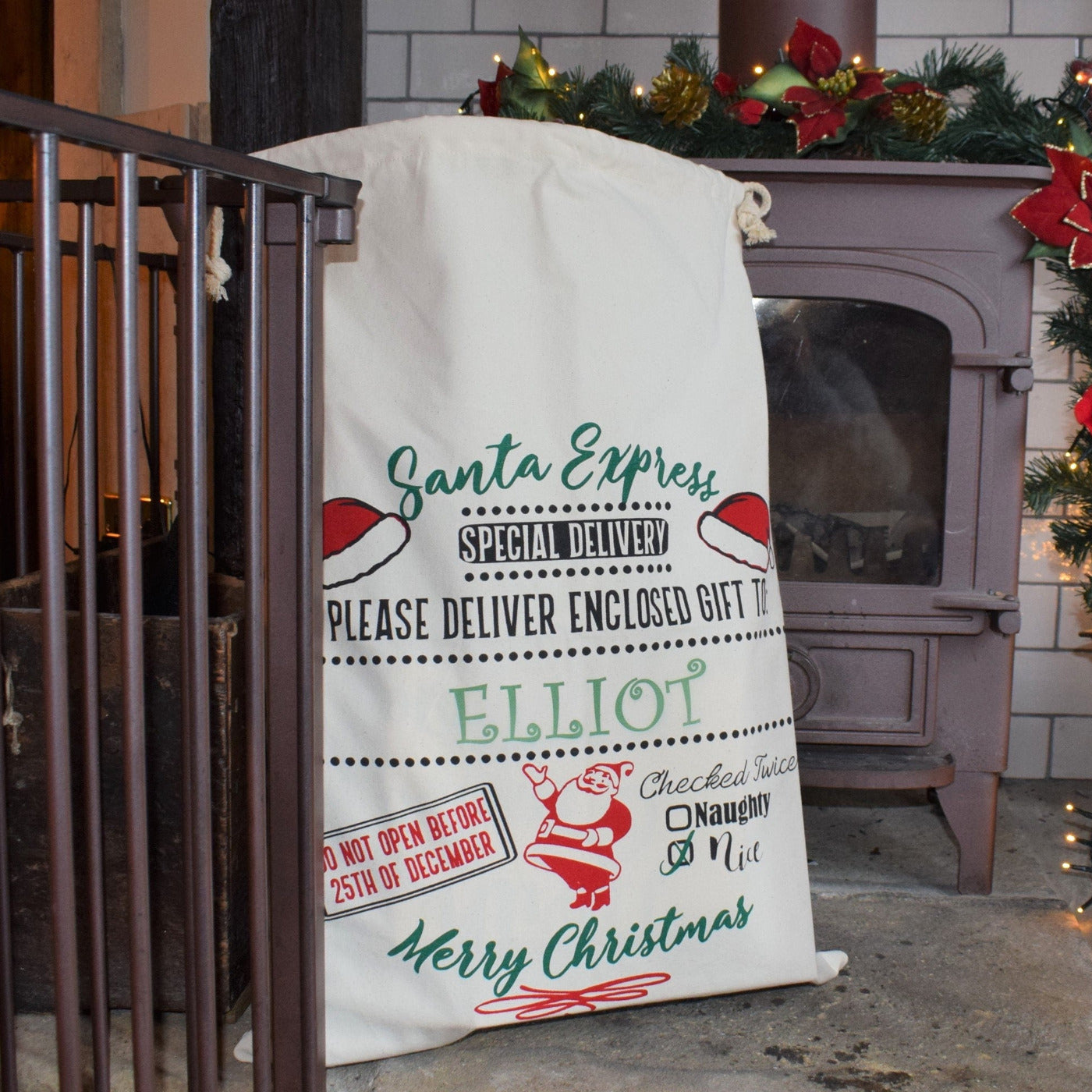 Personalised Festive Christmas Sack - Santa Express OR Reindeer Express
