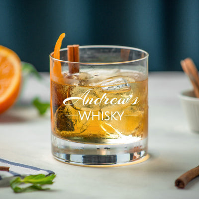 Personalised Whisky Glass Traditional Tumbler - 'Name' in Script Font Est' Since