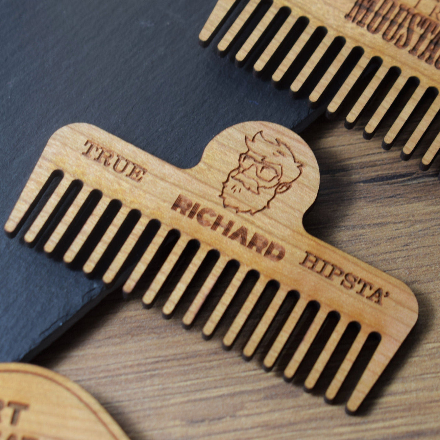 Personalised Wooden Beard Comb - Hipsta
