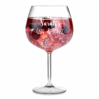 Personalised Engraved Gin Glass - 'Name's Gin with Hearts