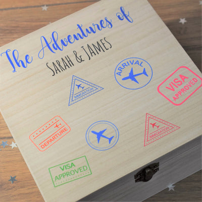 Personalised, Printed Wooden Keepsake Box - The Adventures Of 3