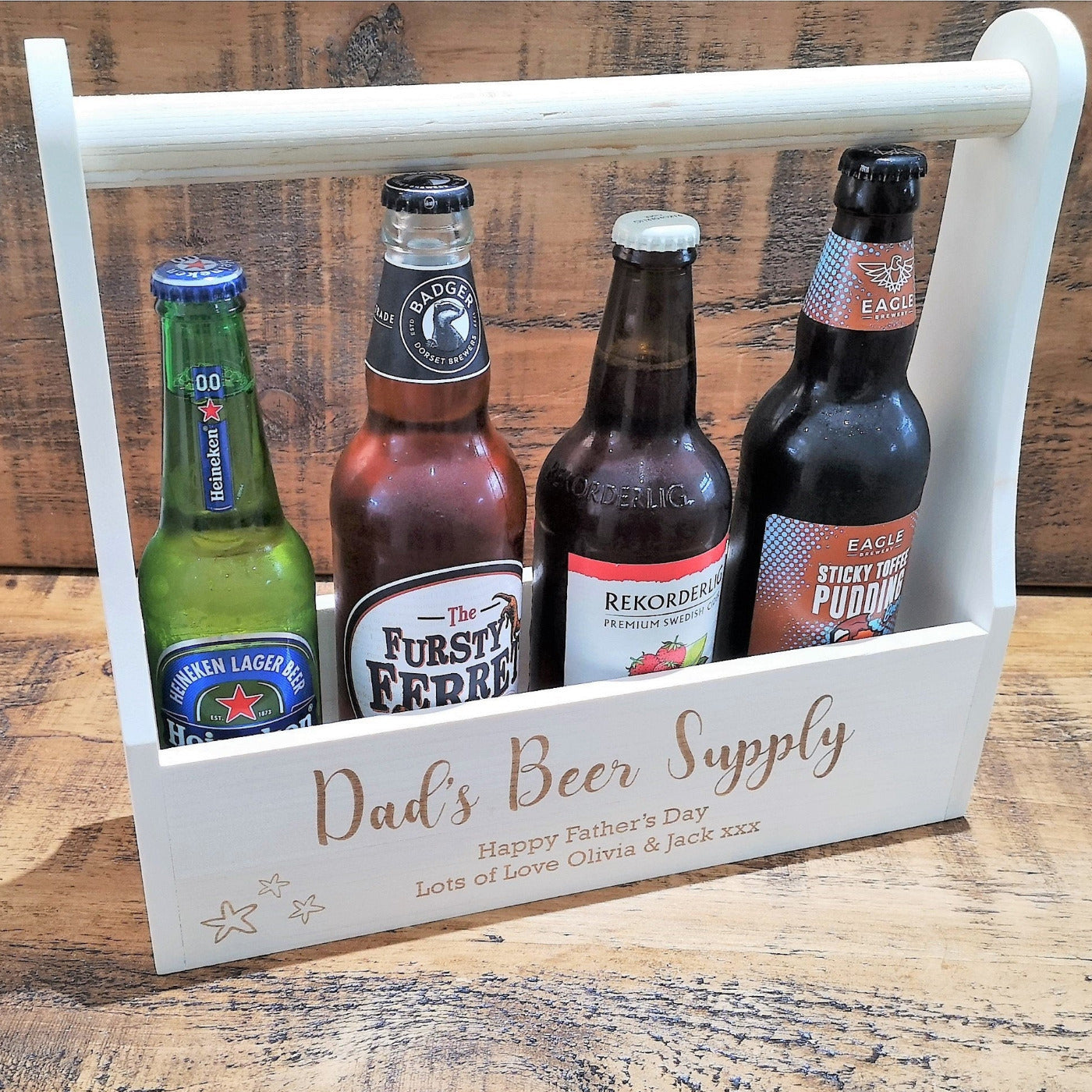 Personalised Beer Carrier Wooden Beer Crate - Dad's Beer