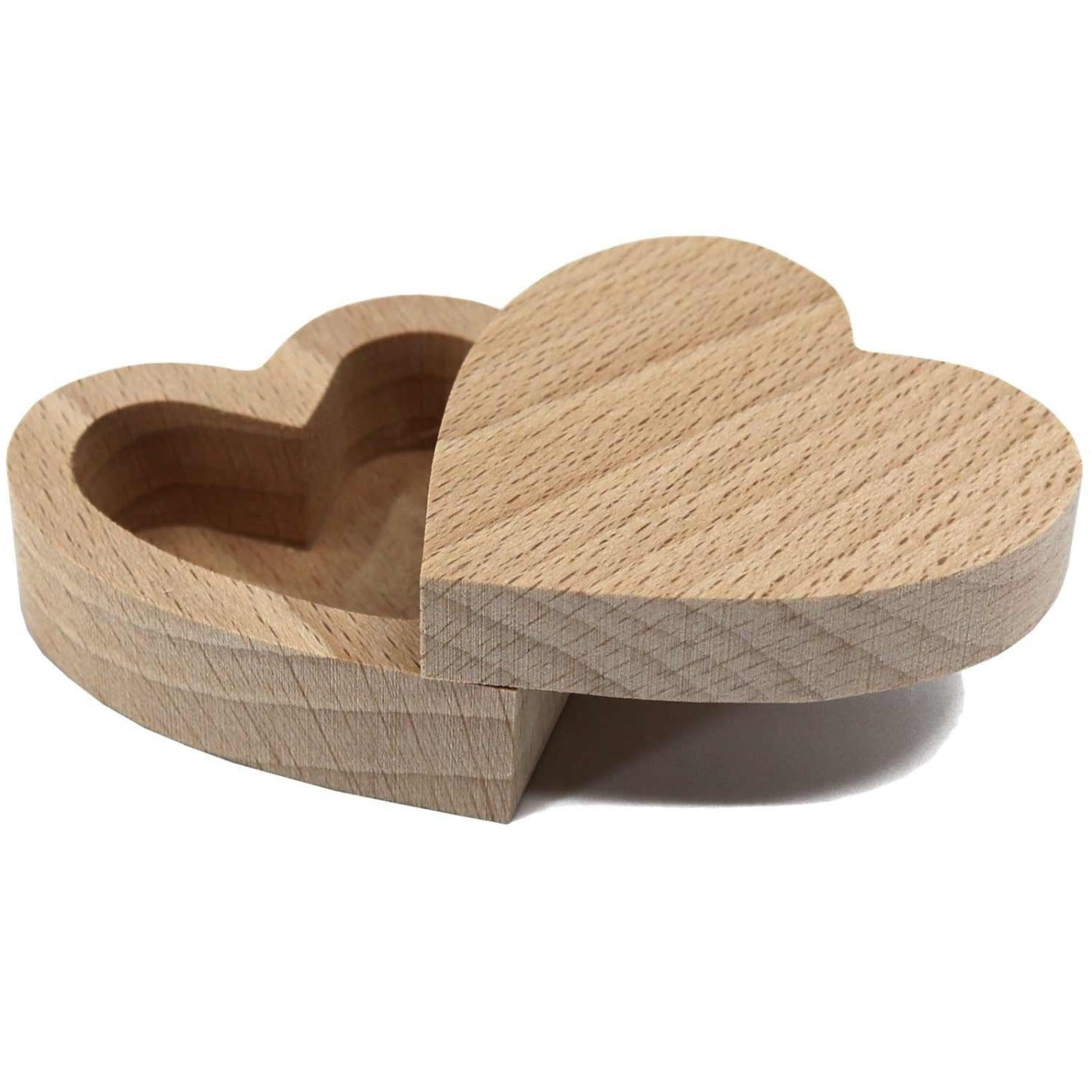 Personalised Wedding Ring Box - Engraved Wedding Ring Box Rustic Heart Shaped Wooden Ring Box - Wedding Day, Bride & Groom