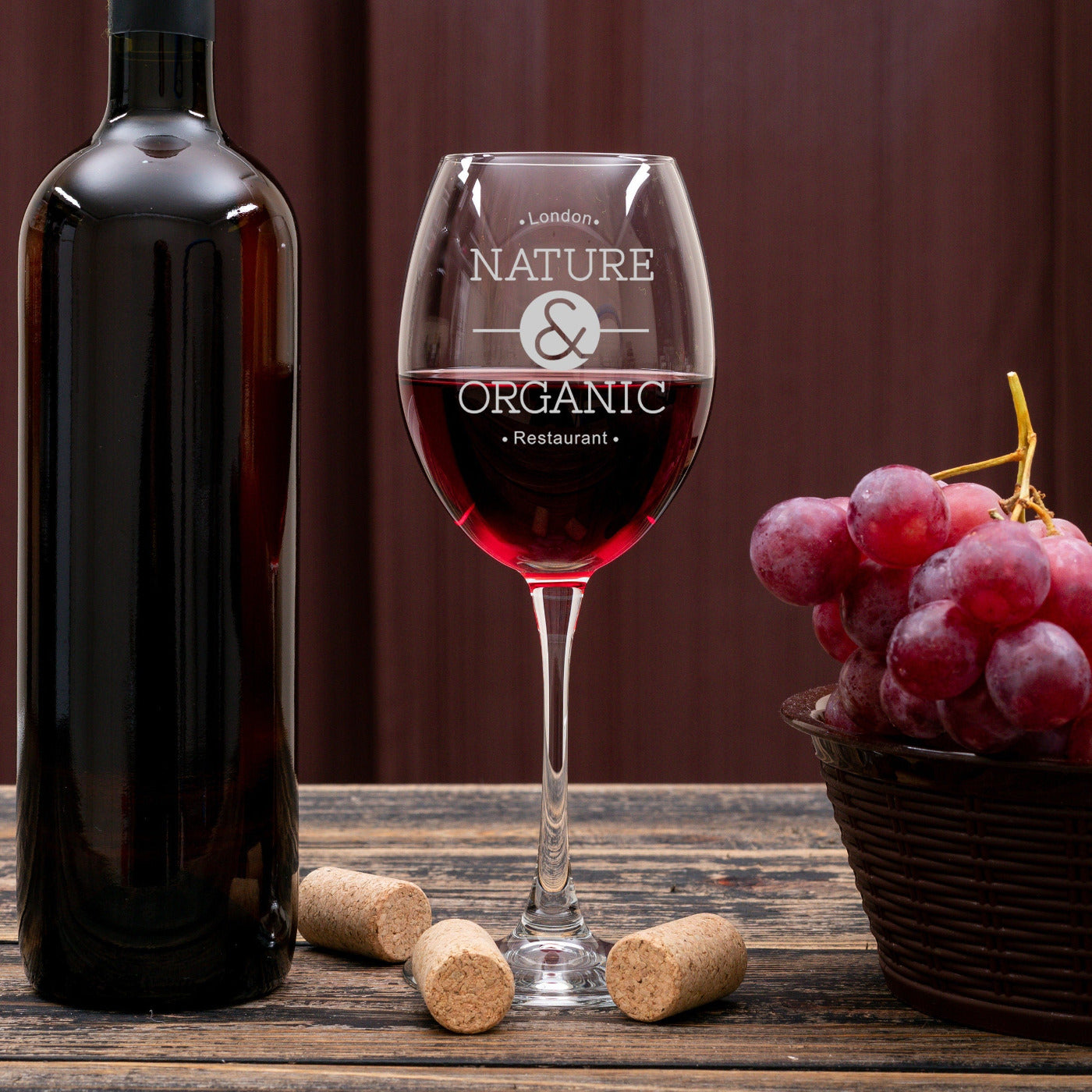 Personalised, Engraved Wine Glasses - Logo